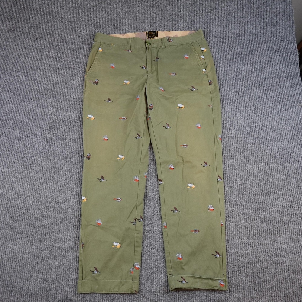 L.L. Bean x Todd Snyder Mens 36x32 Green Embroidered Fly Fishing Chino Pants